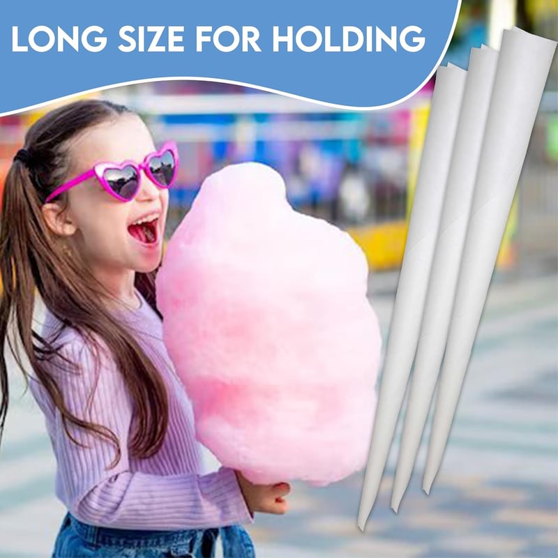 Cotton Candy Cones - 100ct Pack of Disposable Cones