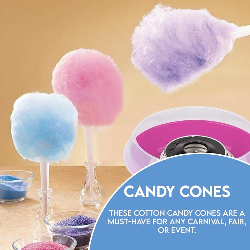 Cotton Candy Cones - 100ct Pack of Disposable Cones