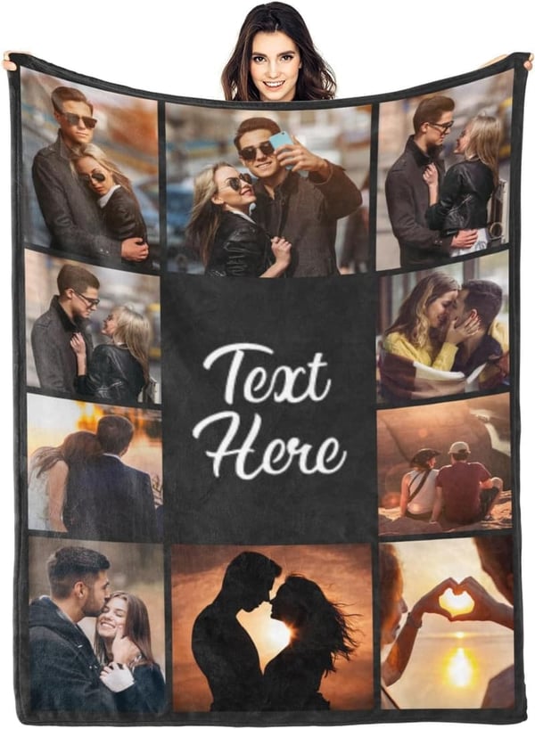 Personalized Photo Blanket for Couples and Family Gifts