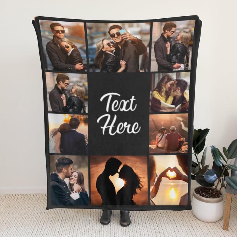 Personalized Photo Blanket for Couples and Family Gifts