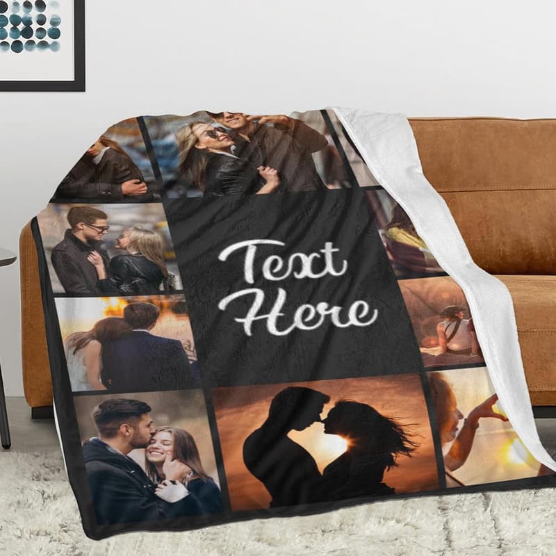 Personalized Photo Blanket for Couples and Family Gifts