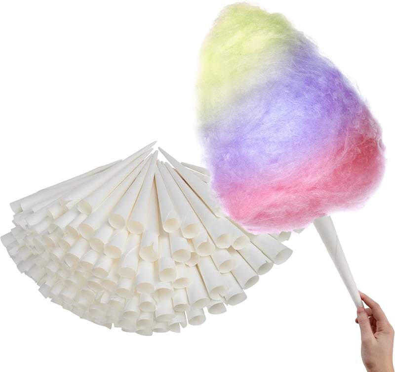 100-Count White Kraft Cotton Candy Cones for Parties