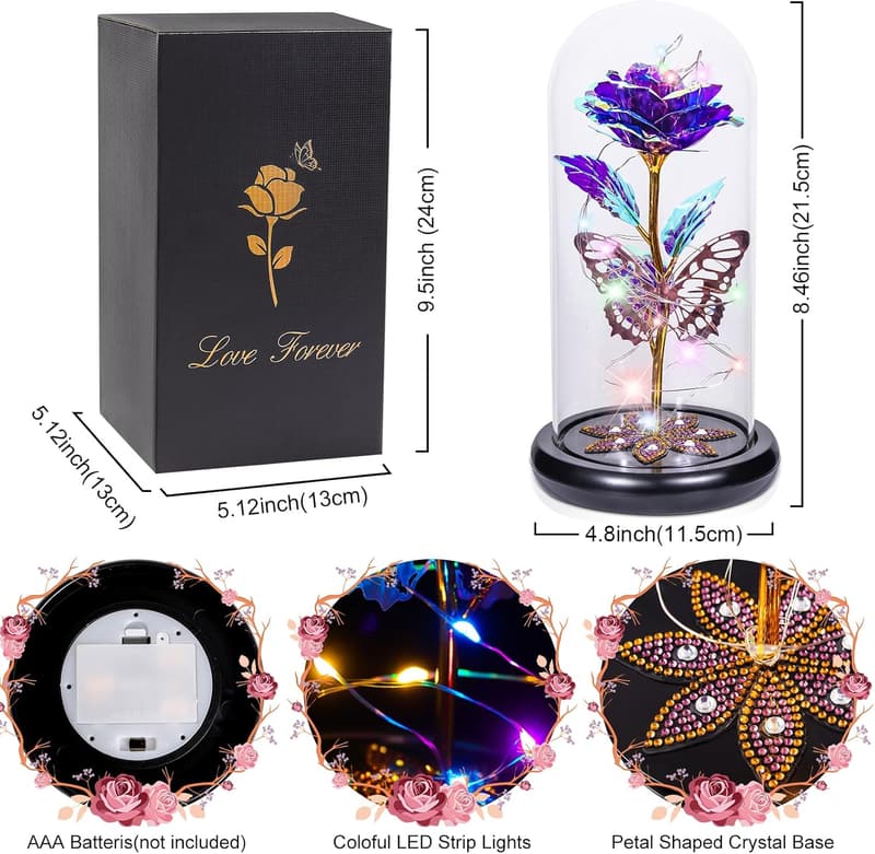 Eternal Galaxy Glass Rose in Dome - Mother's Day Gift for Mom