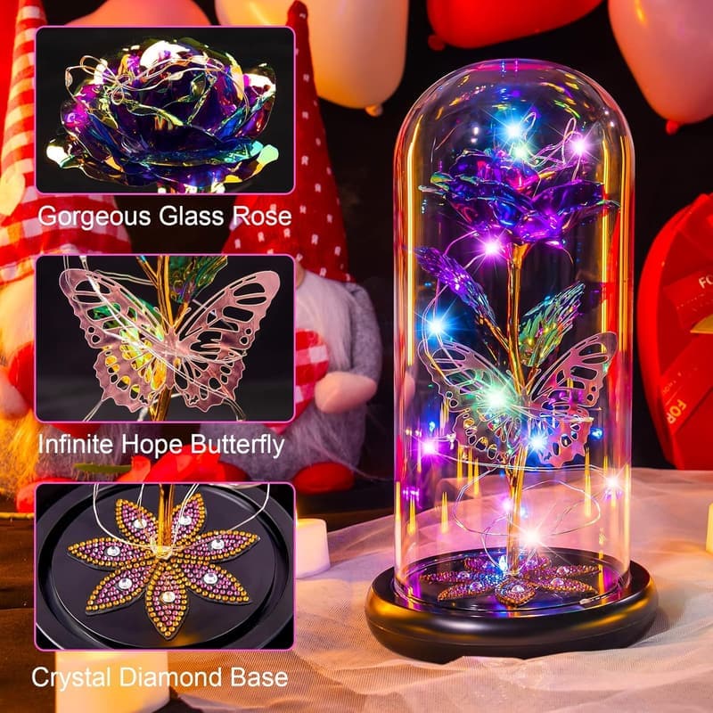 Eternal Galaxy Glass Rose in Dome - Mother's Day Gift for Mom