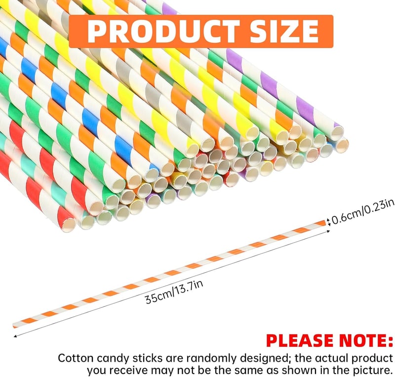 50 PCS Colorful Cotton Candy Cones for Parties & Events