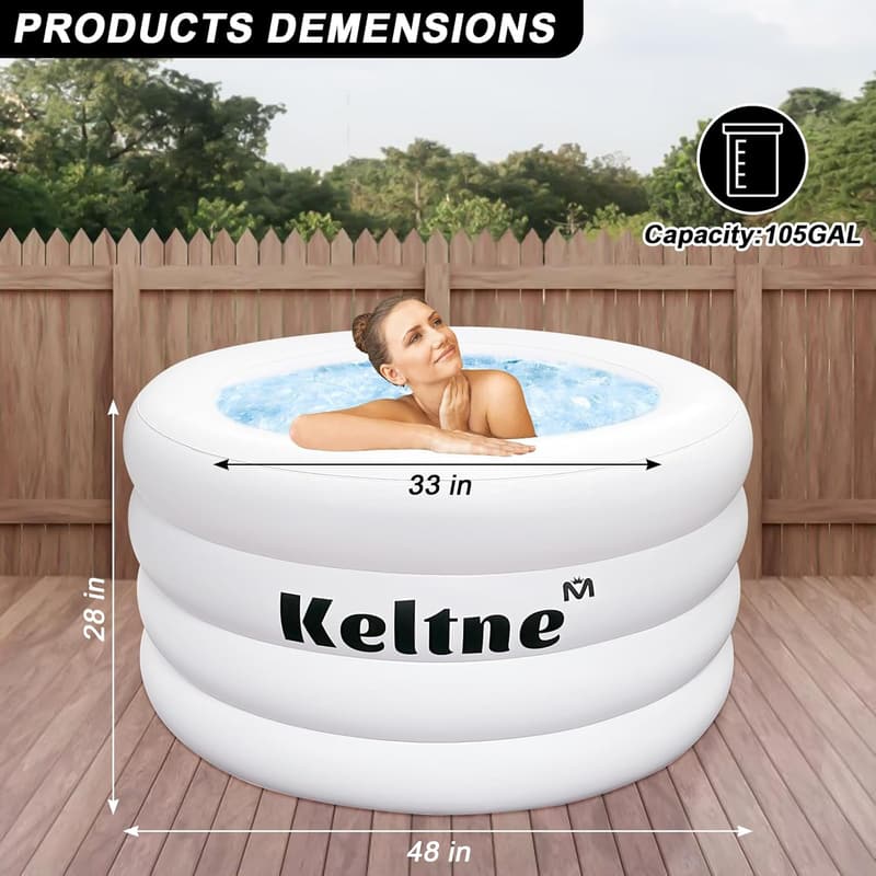 XL Inflatable Cold Plunge Tub for Athletes - 105 Gallons