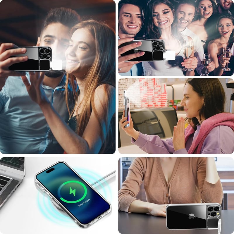 LED Light-Up Selfie Case for iPhone 16 Pro Max - Clear Illuminator