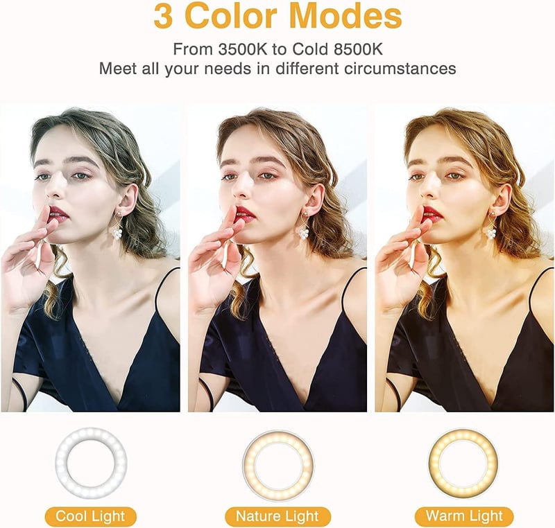 Rechargeable 60 LED Clip-On Ring Light for Phones & Laptops