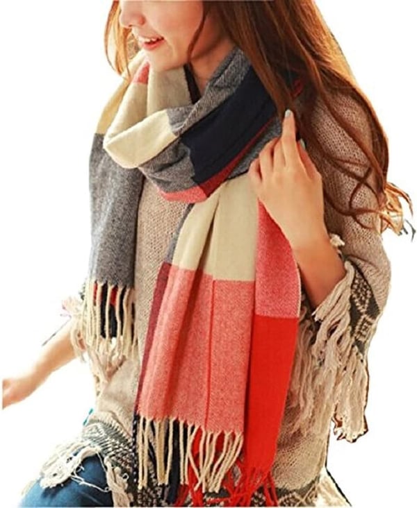 Winter Women's Plaid Shawl Scarf - Warm Lattice Wrap