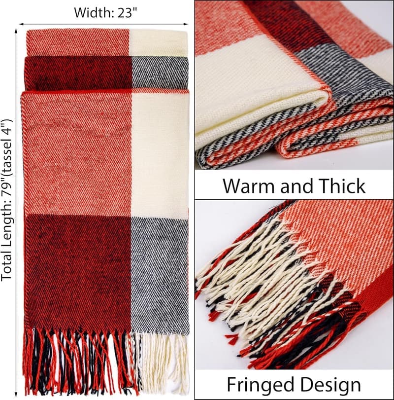 Winter Women's Plaid Shawl Scarf - Warm Lattice Wrap