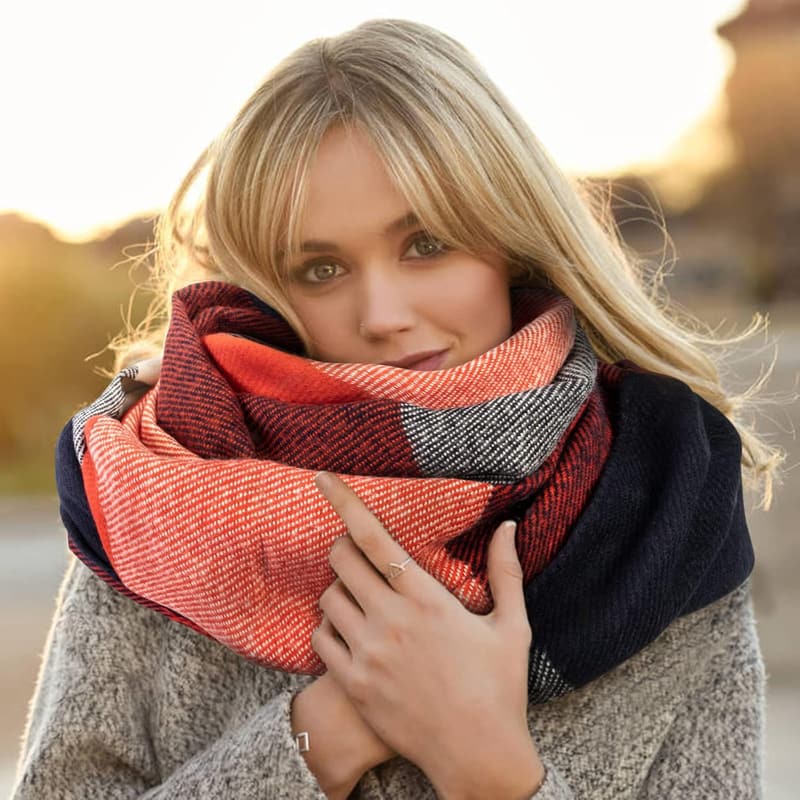 Winter Women's Plaid Shawl Scarf - Warm Lattice Wrap