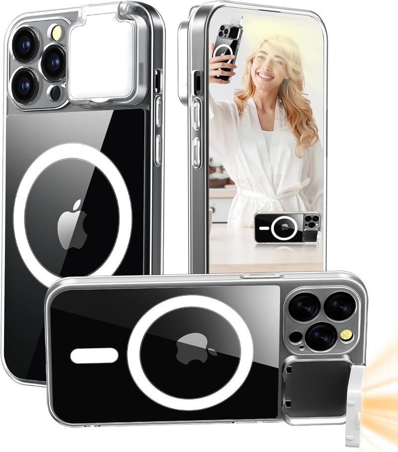 iPhone 15 Pro Max Magnetic Case with Rechargeable LED Selfie Light