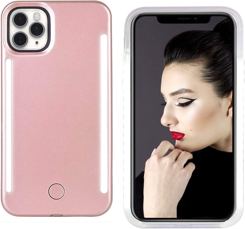 LED Selfie Light Case for iPhone 12/12 Pro - Rose Gold
