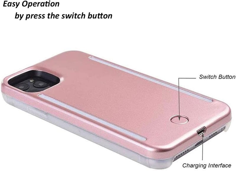 LED Selfie Light Case for iPhone 12/12 Pro - Rose Gold