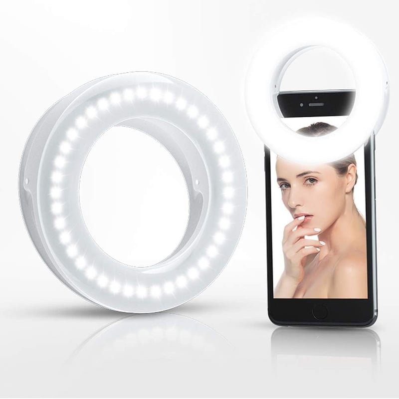 Rechargeable Clip-on Selfie Ring Light with 40 LEDs