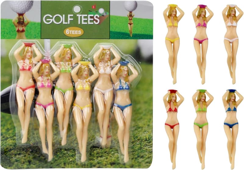 Golf Practice Tees - 3 Inch Novelty Gift Set for Golfer (6 Pcs)