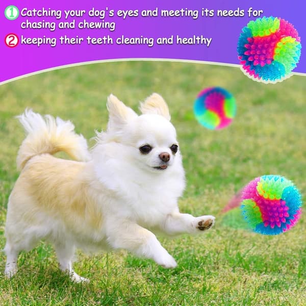 LED Spiky Dog Balls – 4 Pack Glow-in-the-Dark Fetch Toys