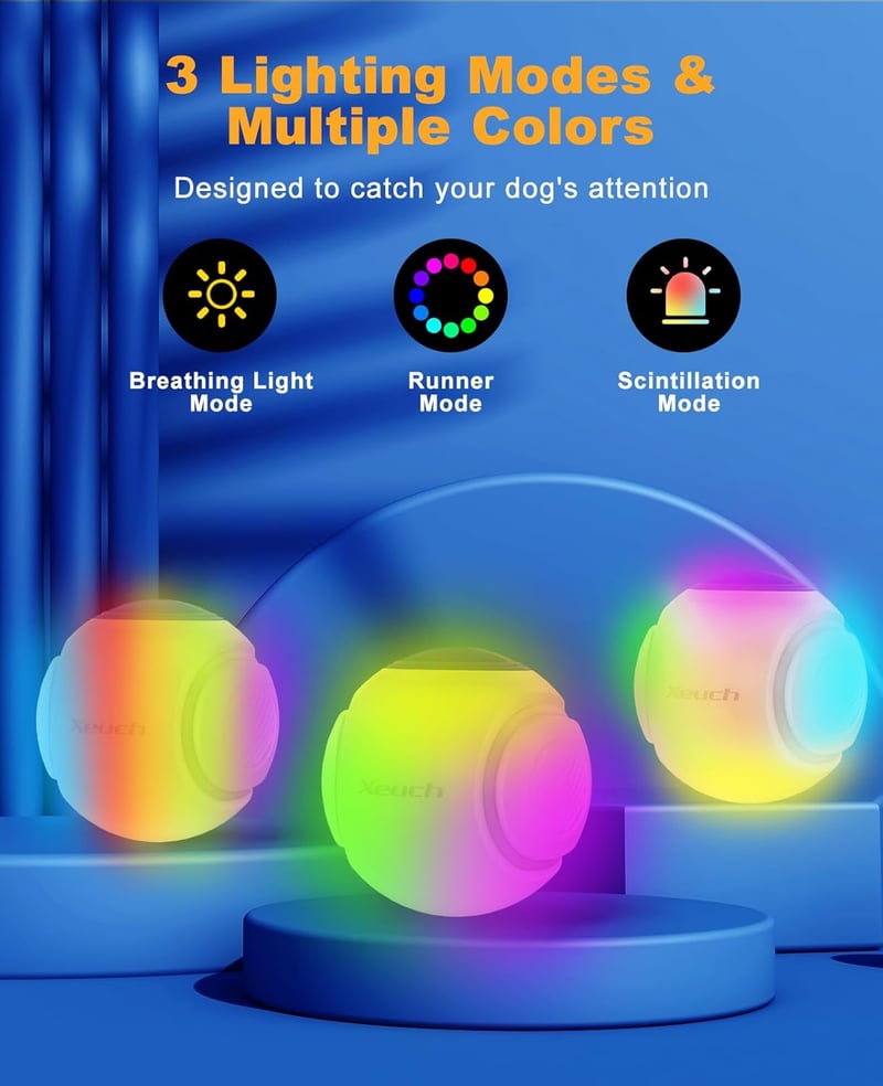 LED Bounce-Activated Dog Fetch Ball - Rechargeable & Glow in Dark