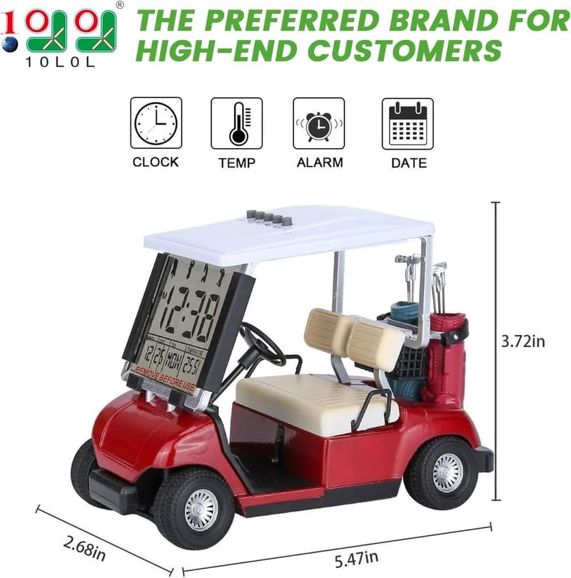 Golf Cart Alarm Clock with LCD Display - Perfect Gift for Golf Fans