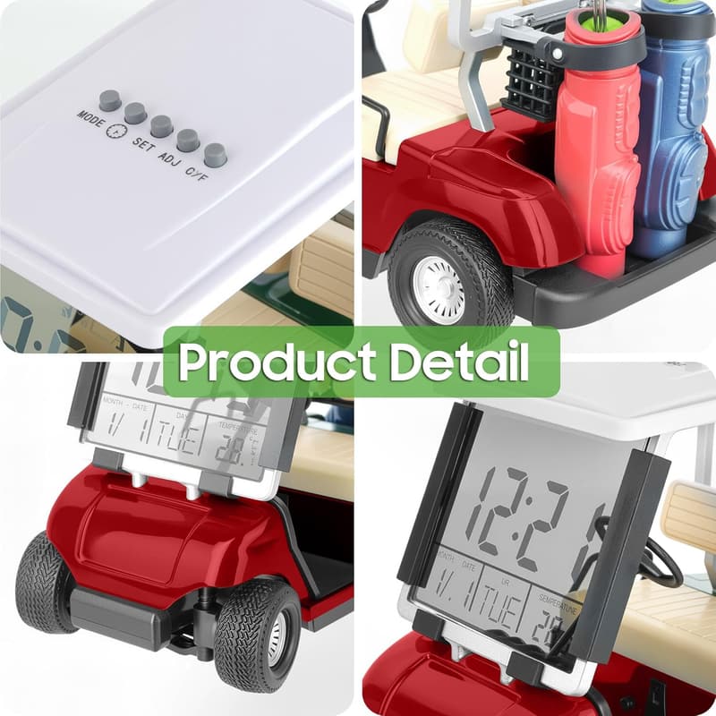 Golf Cart Alarm Clock with LCD Display - Perfect Gift for Golf Fans