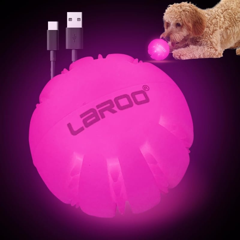 Rechargeable LED Dog Ball for Small to Large Pets (Rose)