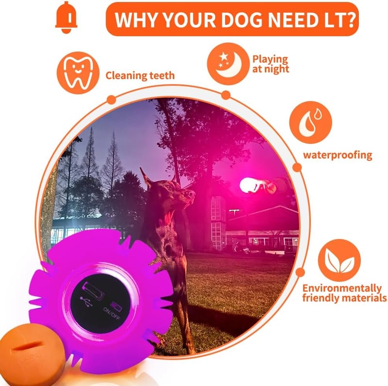 Rechargeable LED Dog Ball for Small to Large Pets (Rose)