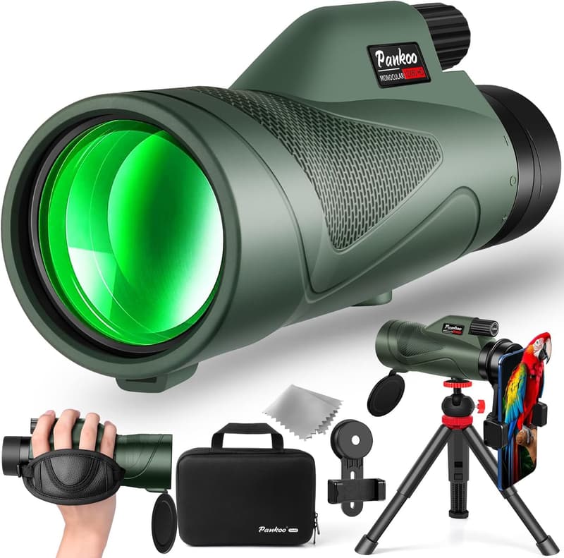 High Power 12x60 Monocular Telescope with Smartphone Adapter