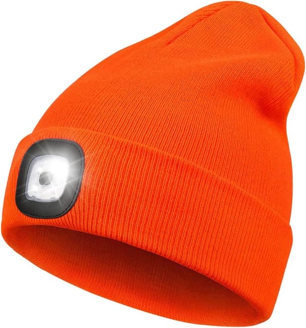 USB Rechargeable LED Beanie for Men - Winter Gift Cap