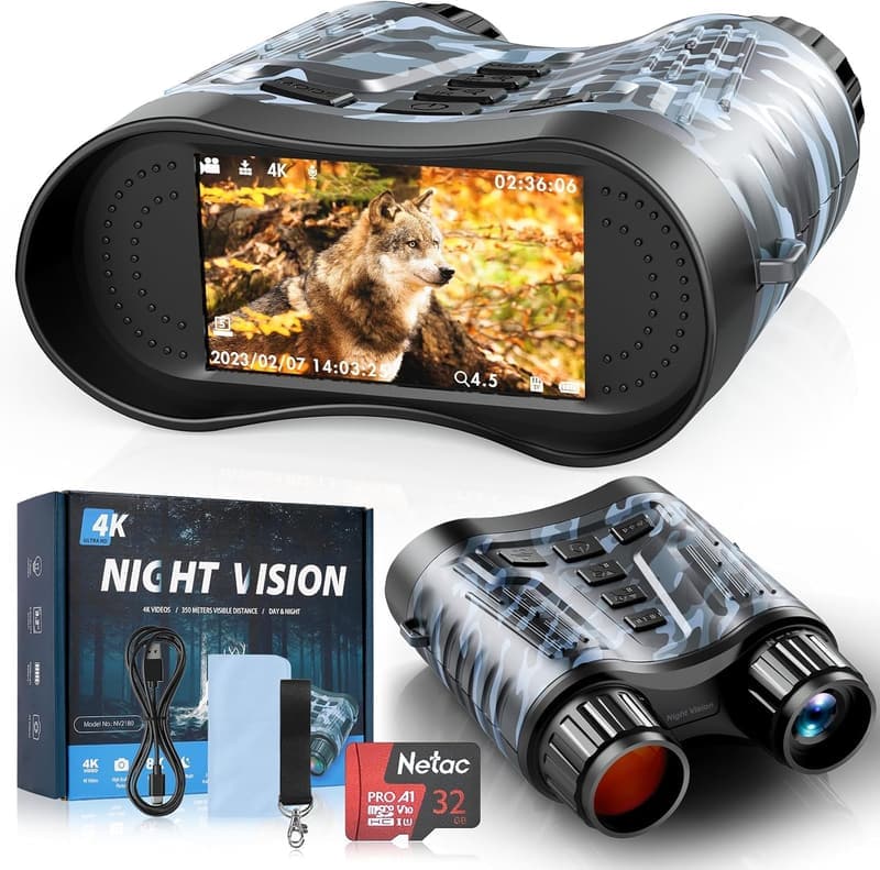 4K Night Vision Goggles with 8X Zoom & 32GB Storage