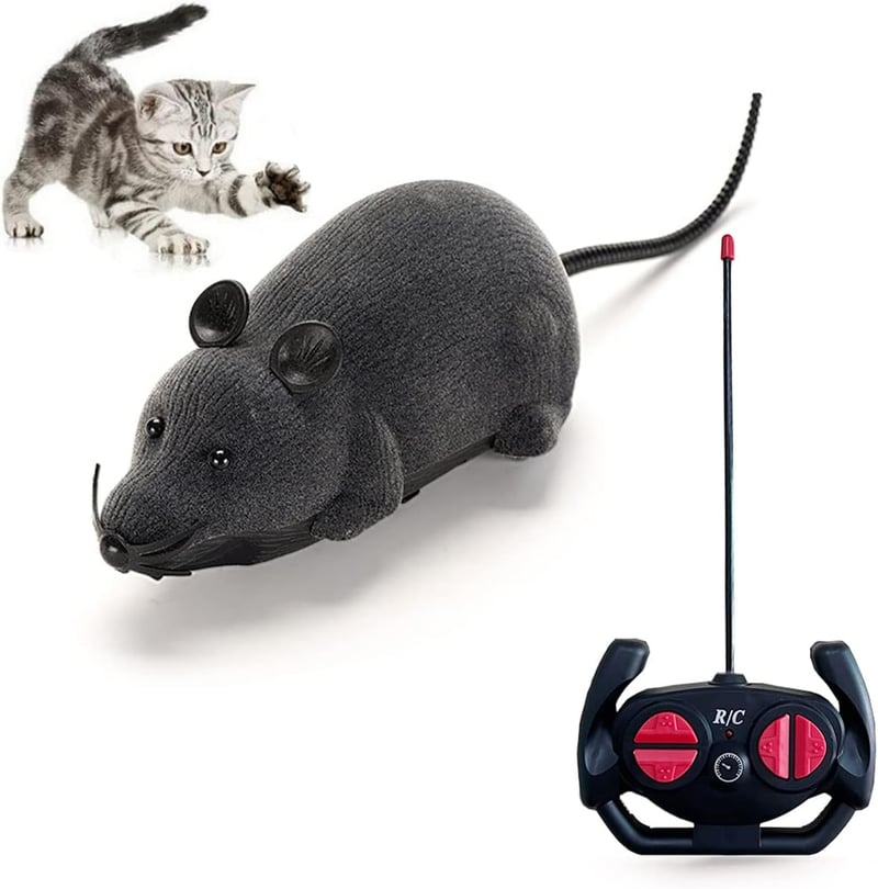 Interactive Remote Control Realistic Gray Mouse Cat Toy