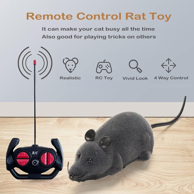 Interactive Remote Control Realistic Gray Mouse Cat Toy