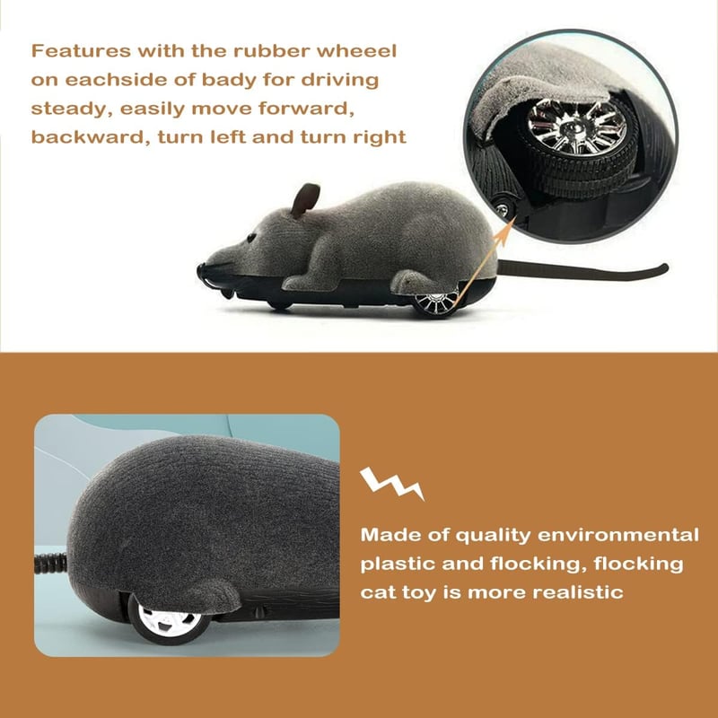 Interactive Remote Control Realistic Gray Mouse Cat Toy