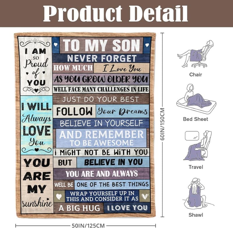 Birthday Gifts for Son - Personalized Blanket 50