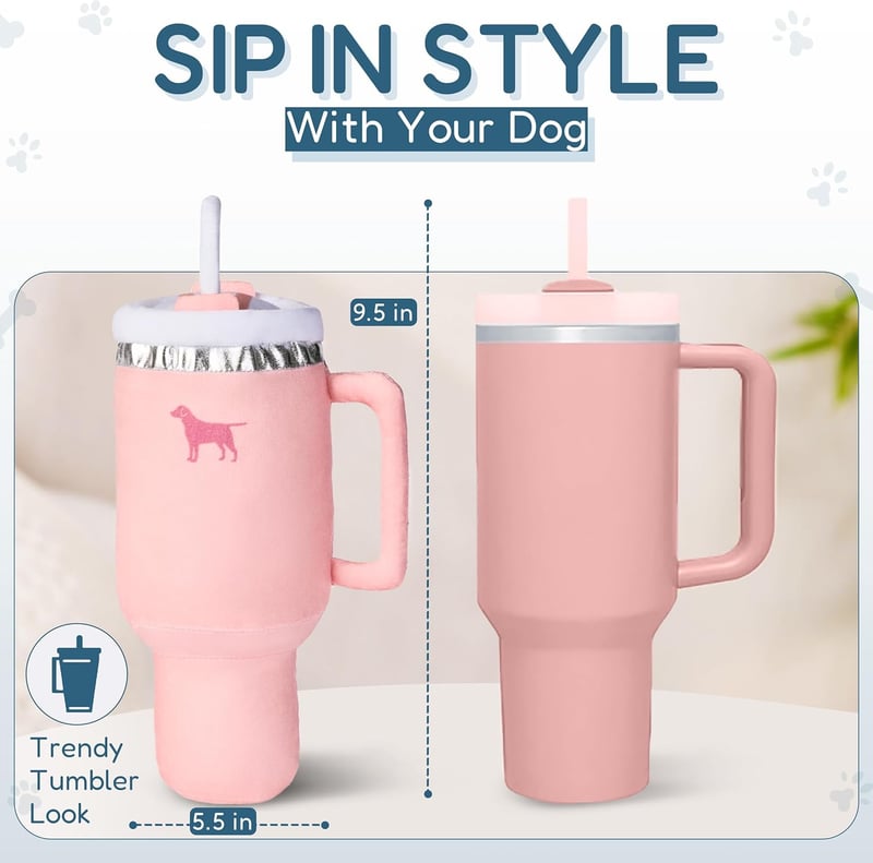 Cute Plush Squeaky Pup Cup Tumbler Toy for Dogs