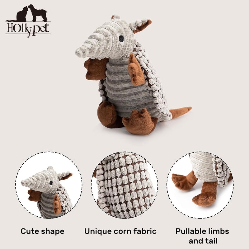 Plush Armadillo Dog Squeaky Toy for All Breeds, 8 in.