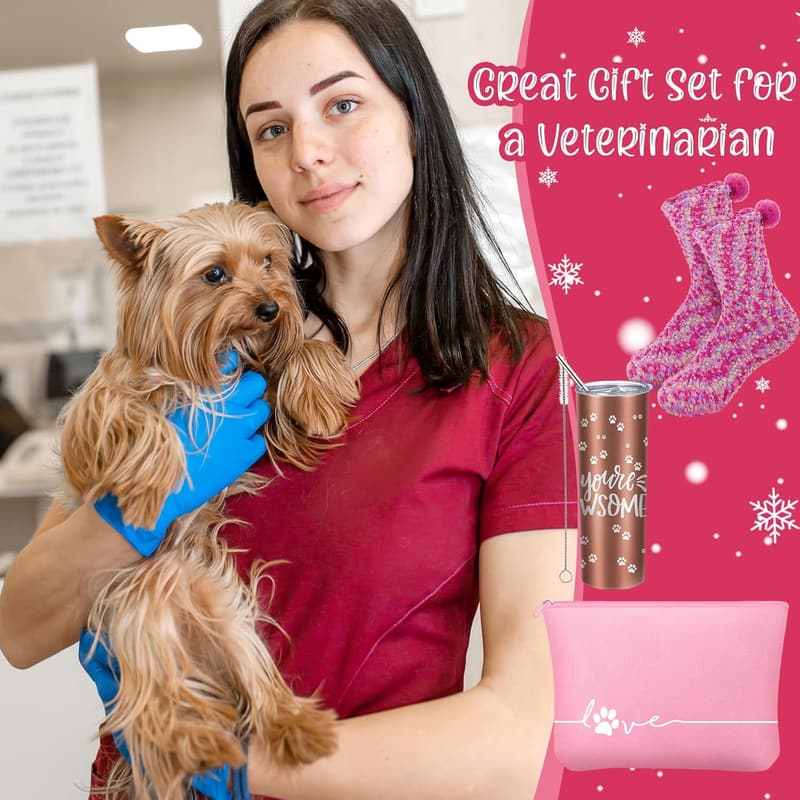 Veterinarian Week Gifts Set: Tumbler, Socks & Makeup Bag