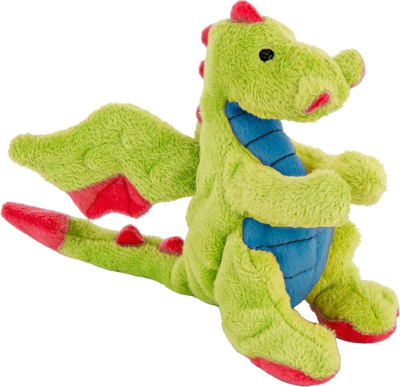 Squeaky Plush Dragon Dog Toy with Chew Guard Technology, Green