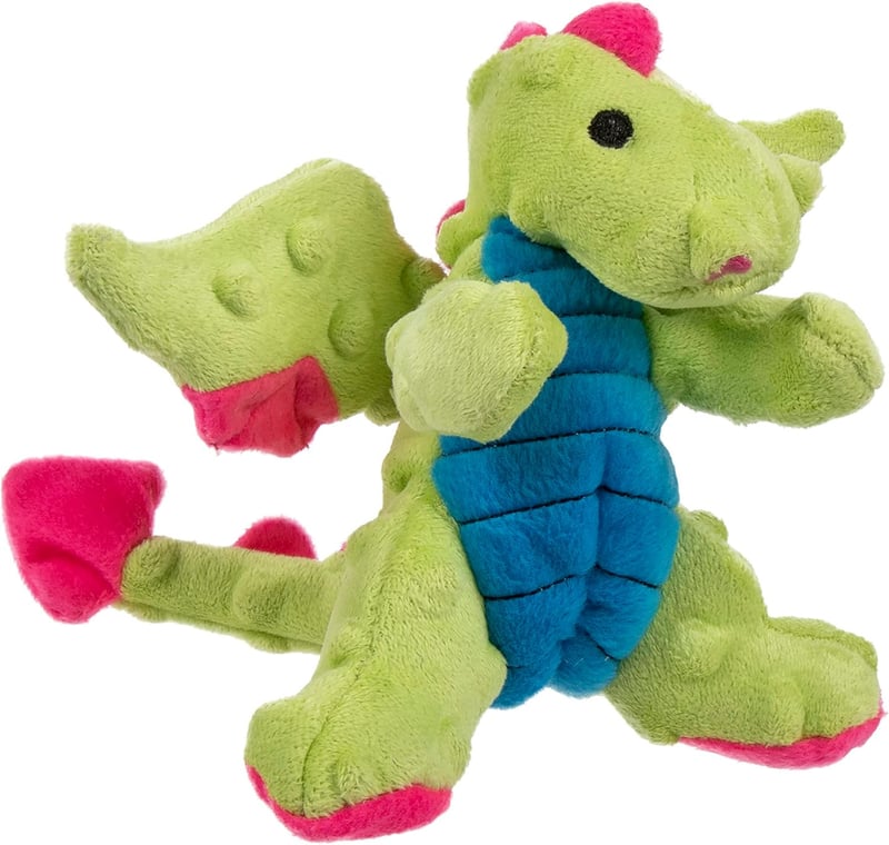 Squeaky Plush Dragon Dog Toy with Chew Guard Technology, Green