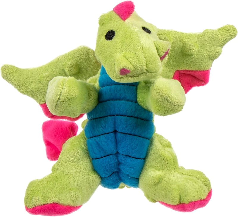 Squeaky Plush Dragon Dog Toy with Chew Guard Technology, Green