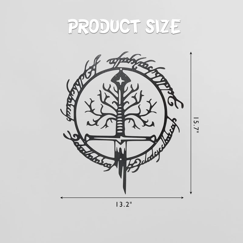 Lord of the Rings Metal Wall Art – Black Iron Decor for Fans