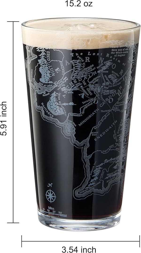 Middle-Earth Map Beer Glass - 15 oz Fantasy Gift for Fans