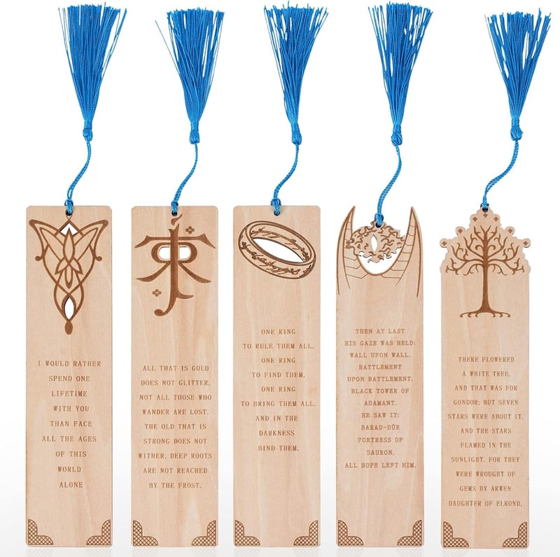 Lord of the Rings Themed Bookmarks Set with Silk Tassel