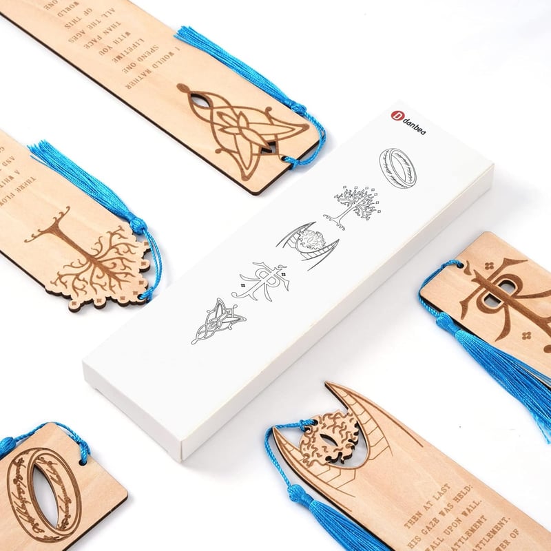 Lord of the Rings Themed Bookmarks Set with Silk Tassel