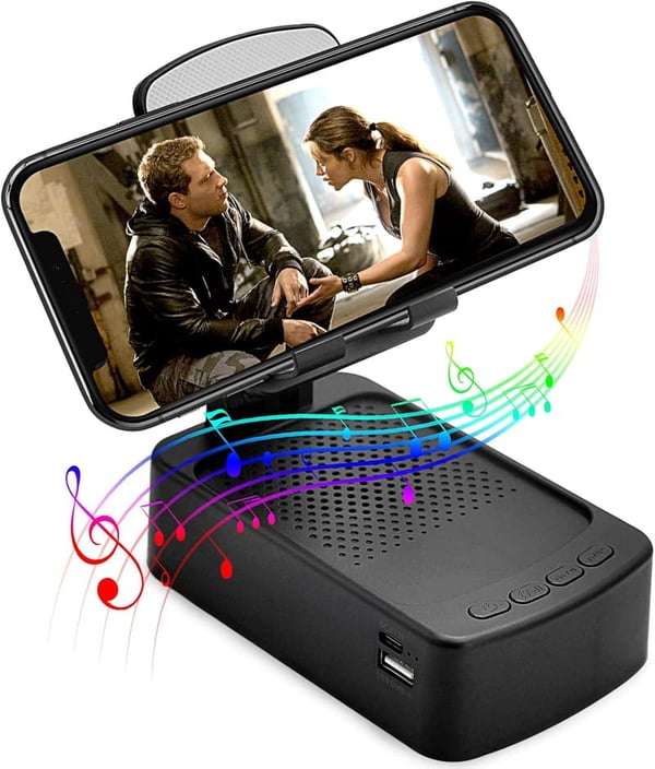 Bluetooth Speaker Phone Stand - HD Surround Sound, Adjustable, Black