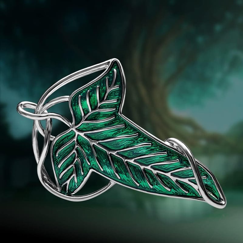 Elven Green Leaf Enamel Brooch for Cosplay and Outfits