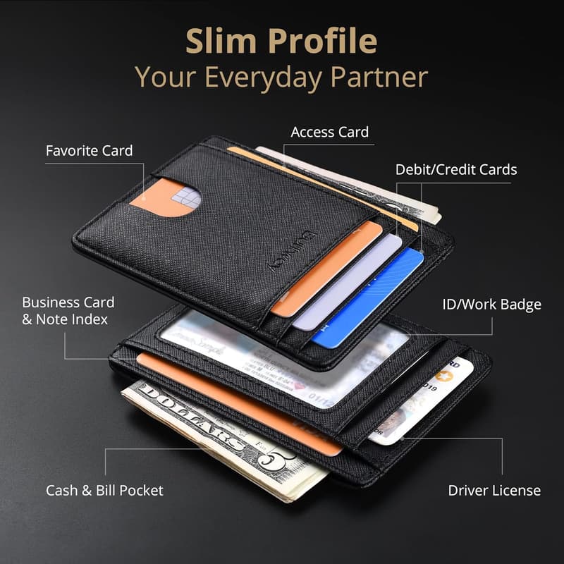 Slim RFID-Blocking Leather Wallet for Men and Women