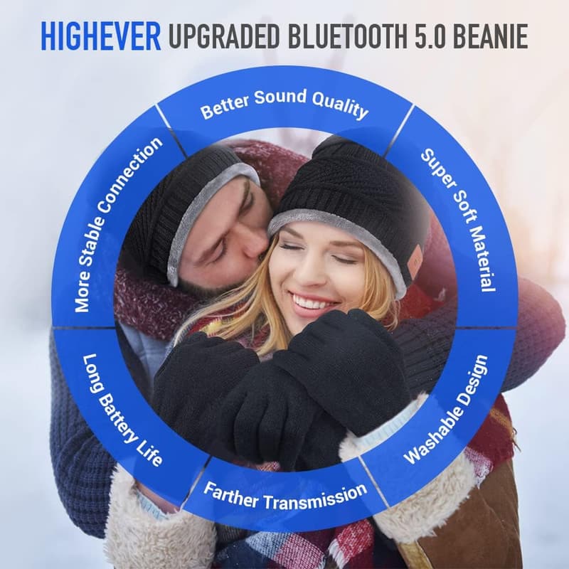 Bluetooth Beanie Hat with Speaker for Winter Sports Gifts