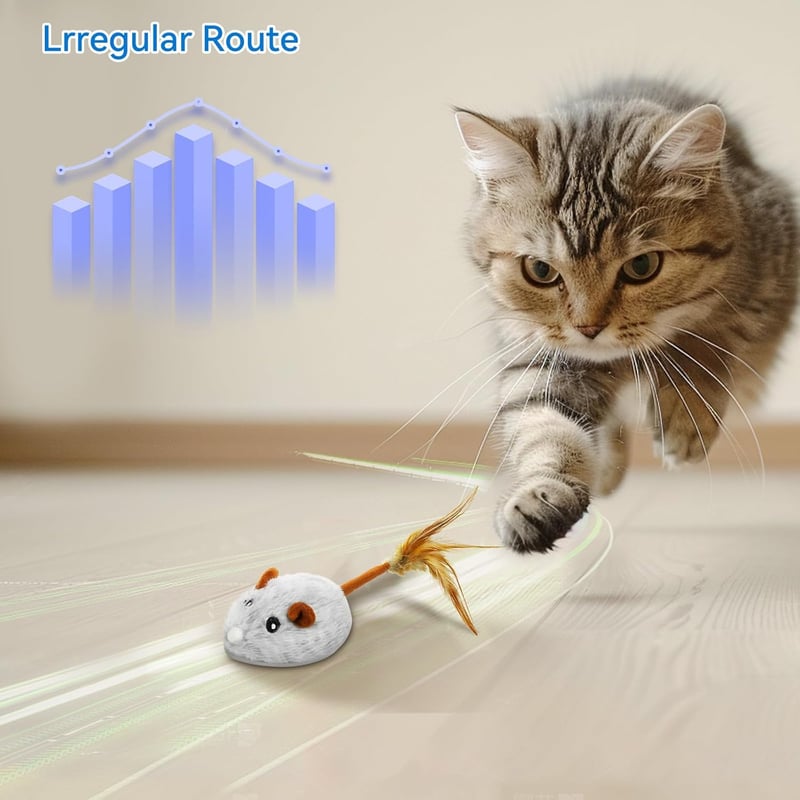 Interactive USB Rechargeable Cat Toy with Bluetooth Control - Gray