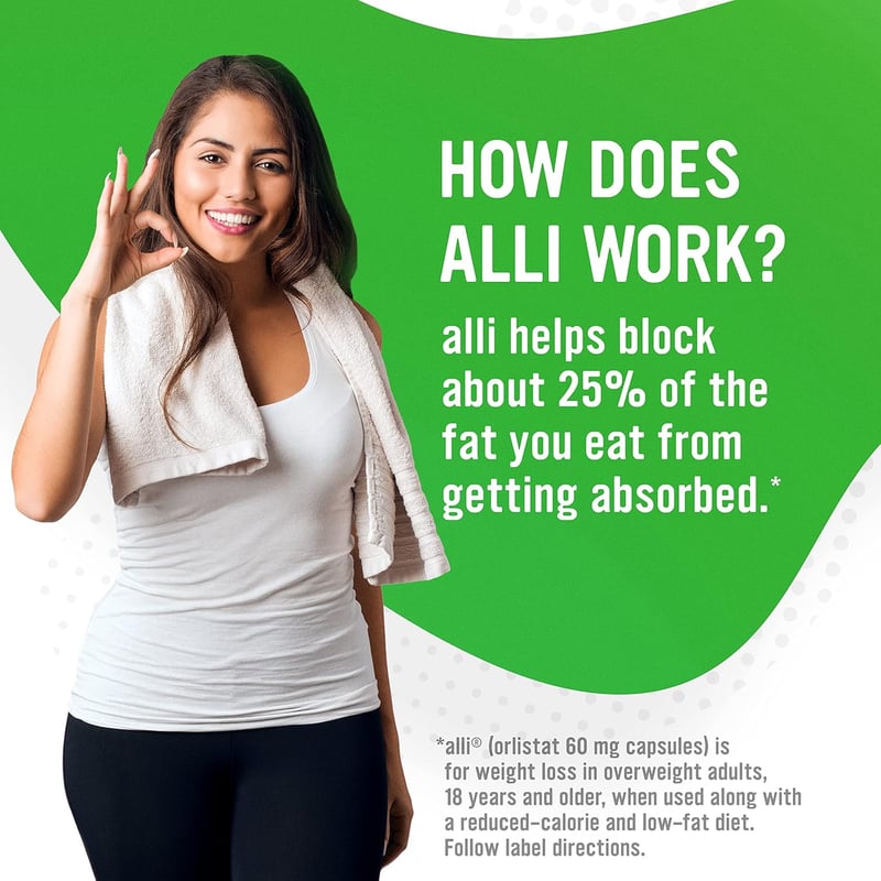 Alli Diet Orlistat 60mg Weight Loss Supplement, 60 Capsules