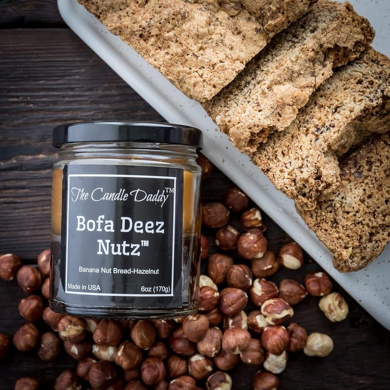 Funny Banana Nut Bread & Hazelnut Vanilla Scented Candle - 6 オズ